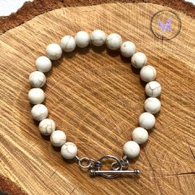 Magnesite Healing Bracelet With Silver Toggle Clasp